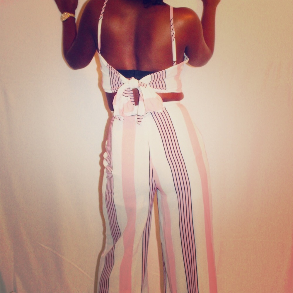 Two piece set crop top & wide leg bottoms
